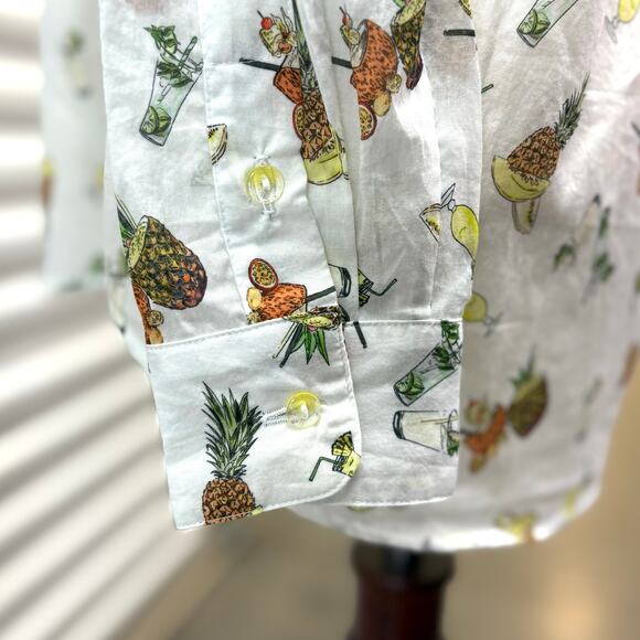 NWT Le Superbe Happy Hour Boyfriend Shirt, Pineapples on White, Women’s Size 4 - Picture 5 of 5